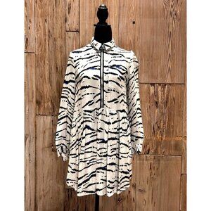 French Connection Zebra Print Shirt Dress With Zip Front Detail